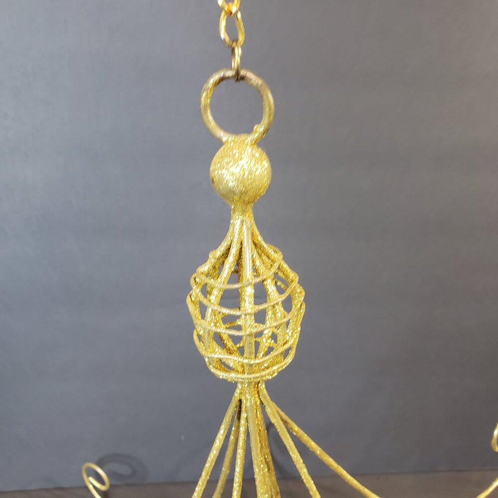 Hanging Gold Christmas Ornament Display Holder Decor 14" - Picture 3 of 11